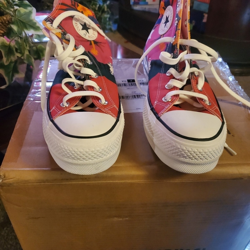 Converse Kids Red and Pink High-Top Sneakers